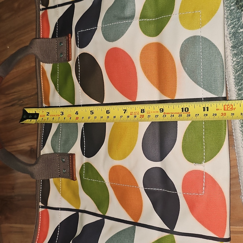 Orla Kiely Multicolor Stem Print Tote - White, Green, Yellow, Orange, Red, Black - Picture 3 of 6